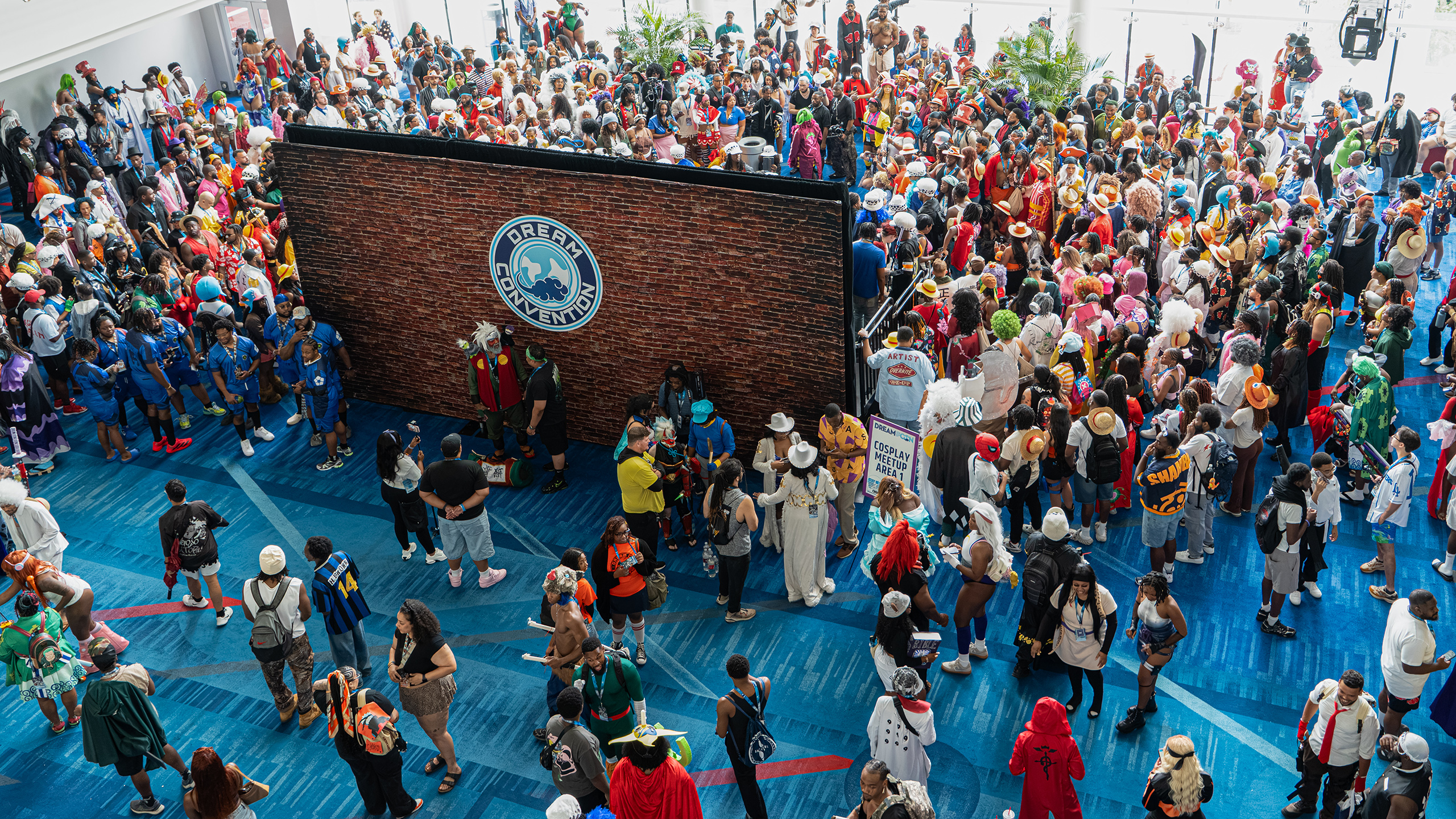 Cosplayers gather for massive group photos inside Houston's George R. Brown Convention Center for the 2026 Dream Con.