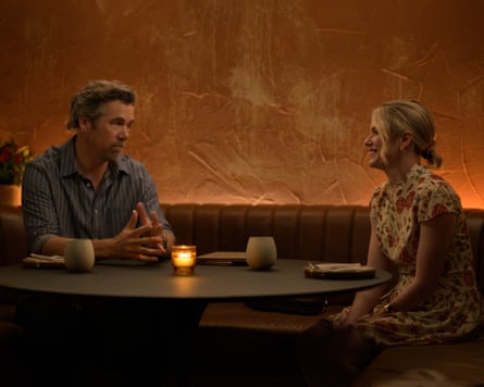 A still from season 3 of Colin from Accounts, starring Harriet Dyer and Patrick Brammall