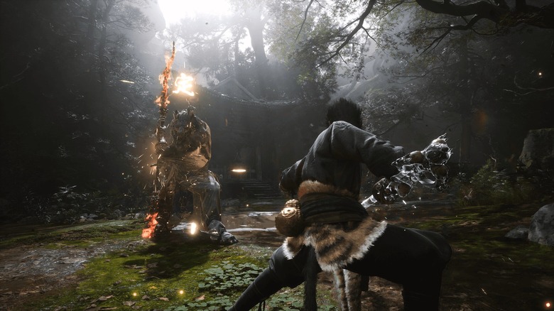 Fighting a boss in Black Myth Wukong