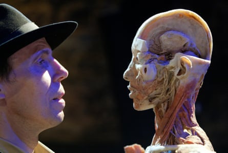 Professor Gunther Von Hagens unveils the man he previously publicly dissected at the Edinburgh festival fringe, Edinburgh
