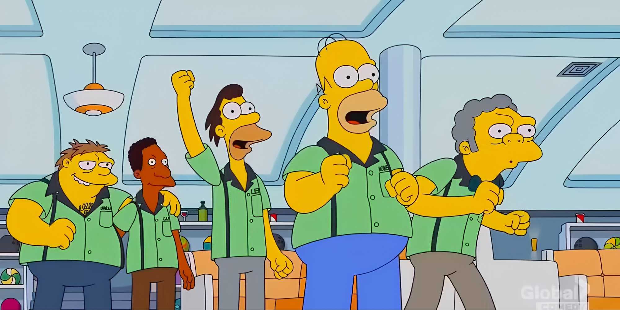 The Pin Pals celebrate in The Simpsons' episode