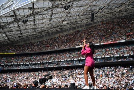Mauboy performs to a packed stadium