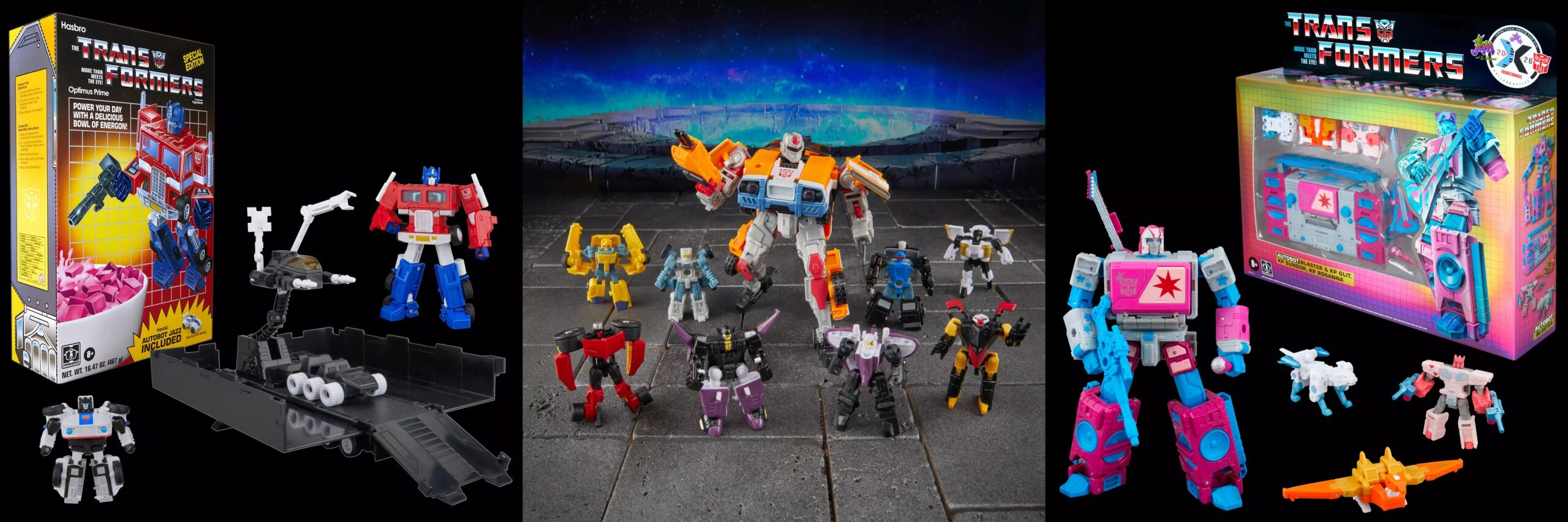 SDCC 2026 Optimus Prime Cereal Box, JEM & Autobot Blaster, Red Alert Minicons Hasbro Pulse Exclusives Listings