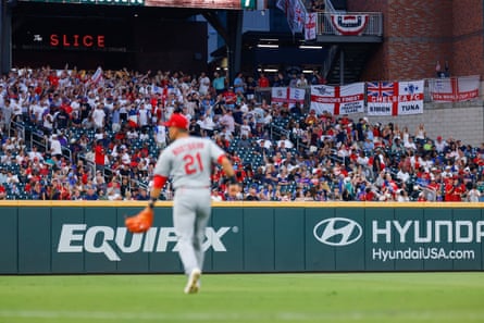England supporters attend a game between the St Louis Cardinals and Atlanta Braves at Truist Park earlier this month.