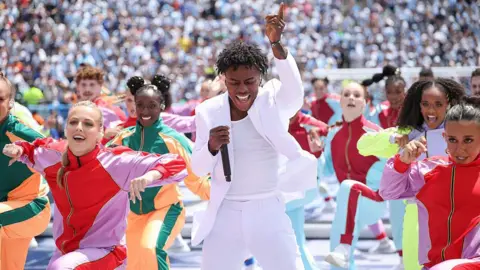 FIFA via Getty Images IShowSpeed performs during the closing ceremony before the FIFA World Cup 2026 Final match between Spain and Argentina at New York New Jersey Stadium