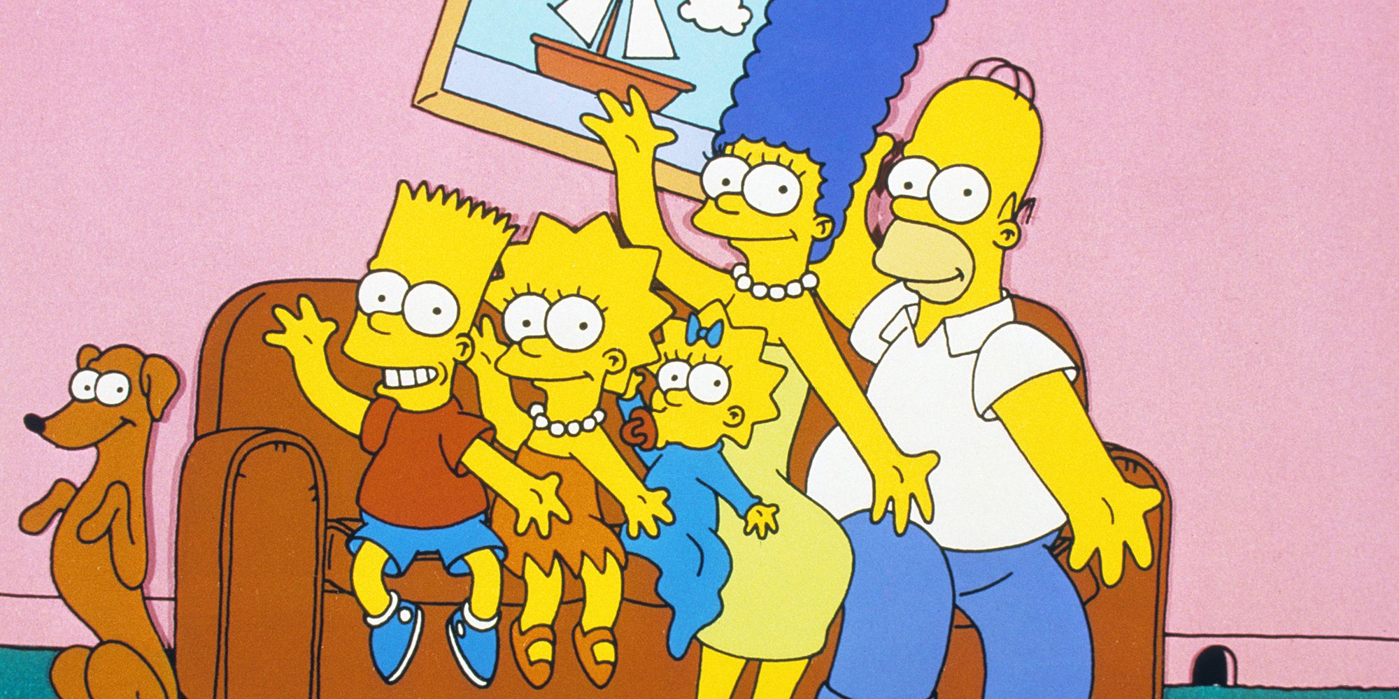 Santa's Little Helper, Bart Simpson, Lisa Simpson, Maggie Simpson, Marge Simpson, Homer Simpson in The Simpsons