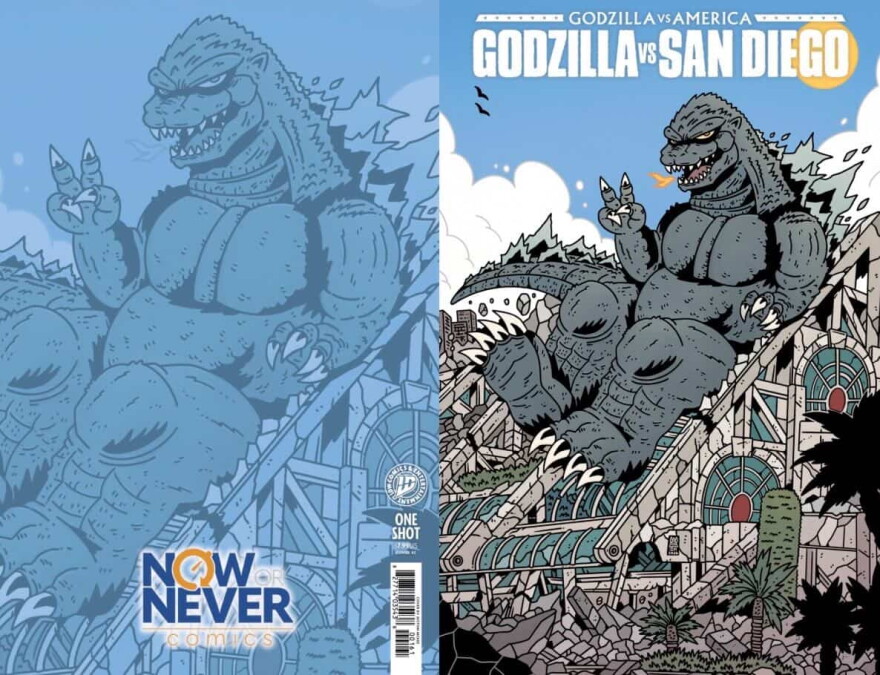 Juston McKee's exclusive Godzilla Vs. Comic-Con cover only available at Now or Never Comics.