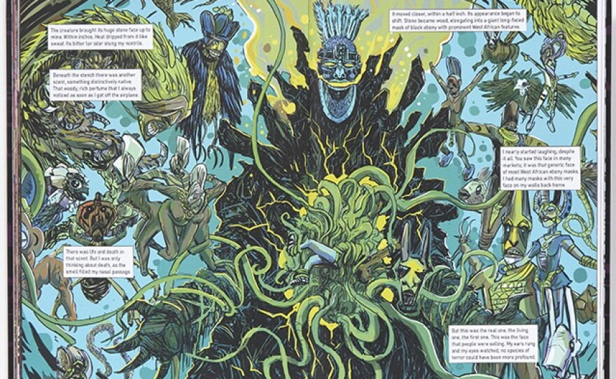 Sample pages from "After the Rain," a graphic novel by Nnedi Okorafor, illustrated by David Brame and adapted by John Jennings.