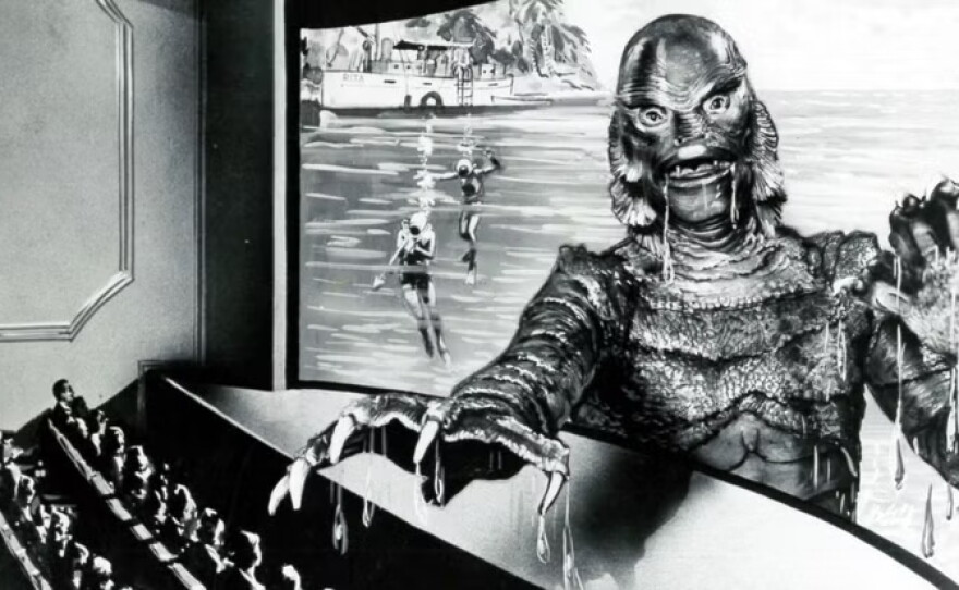 One of the suggested images from the Universal Pictures press book to promote "The Creature from the Black Lagoon" in 3D. (1954)