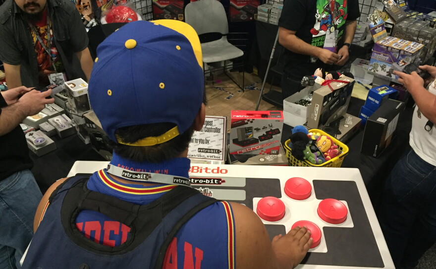 An extra large game controller from a WonderCon booth. March 25, 2016