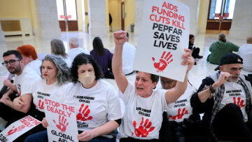 A protest at the US Capitol last year against the Trump administration's cuts to HIV/AIDS funding