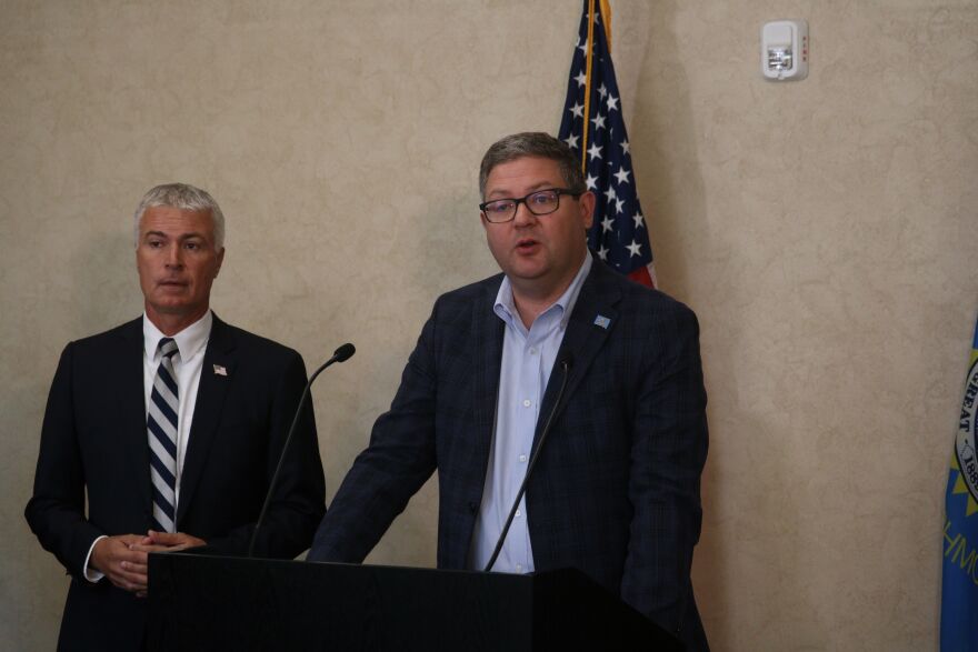 Lt. Gov. Tony Venhuizen speaks at a press conference about a settlement with Roblox in Sioux Falls on July 13, 2026.