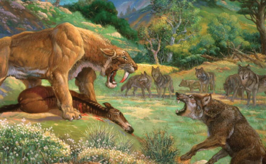 One of the murals by William Stout depicting prehistoric life at TheNAT