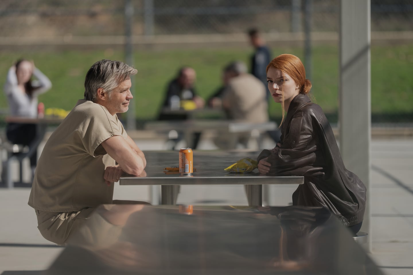 Timothy Olyphant, left, and Anya Taylor-Joy in "Lucky."