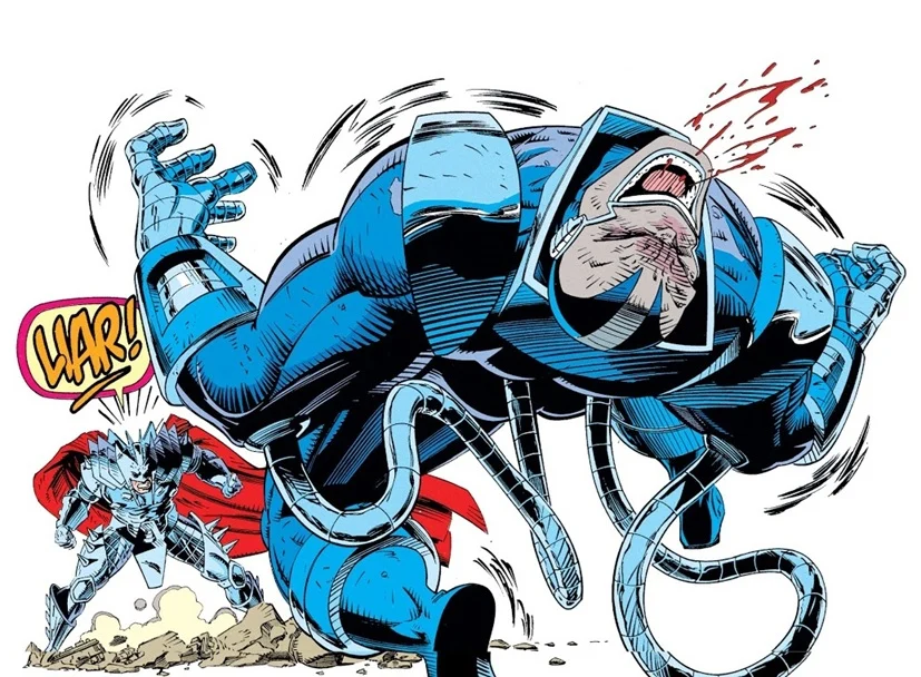 Stryfe fights Apocalypse, screaming Liar!