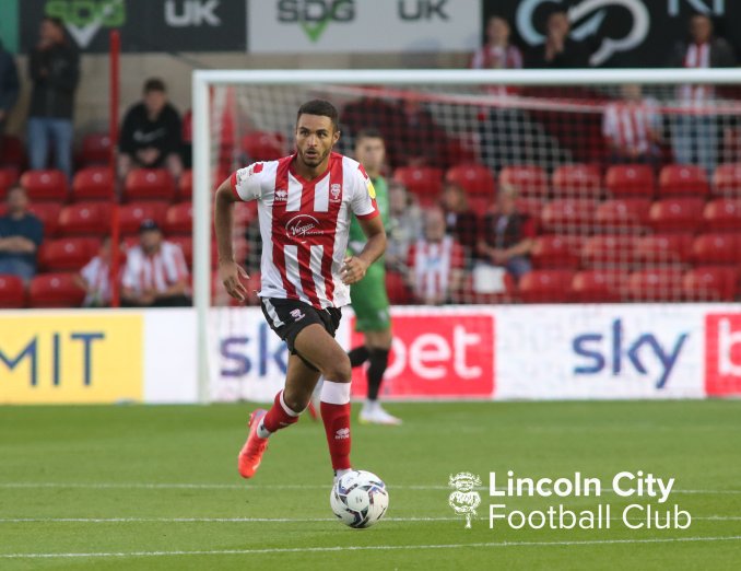 Max Melbourne playing for Lincoln City