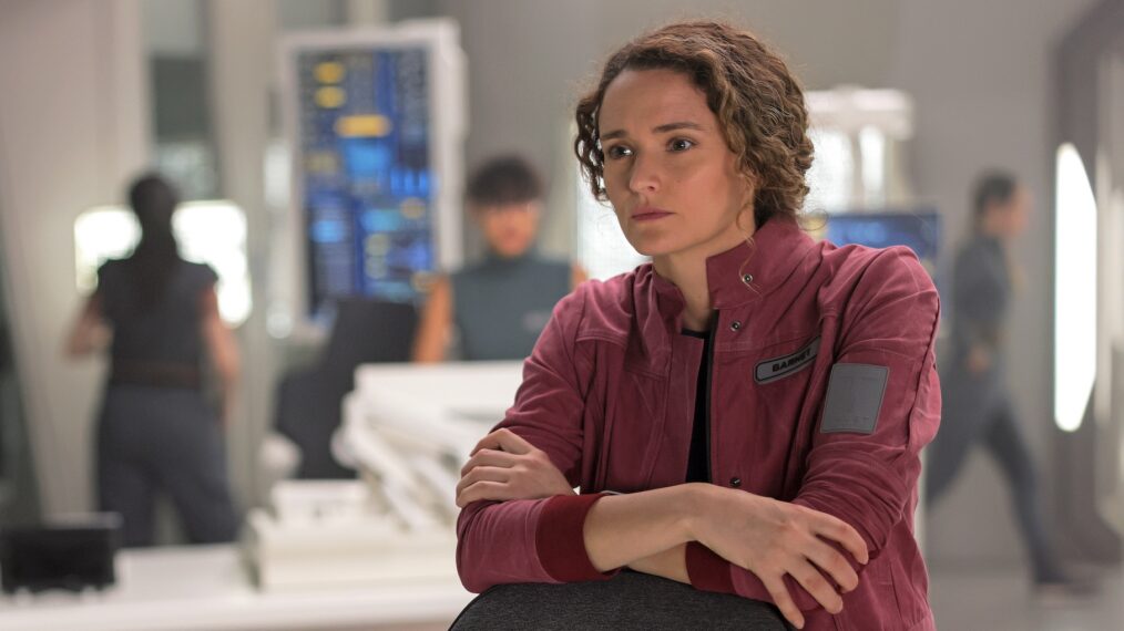 Christie Burke as Sharon Garnet, 'The Ark,' Season 3, Episode 1, Syfy, premieres July 29, 2026.