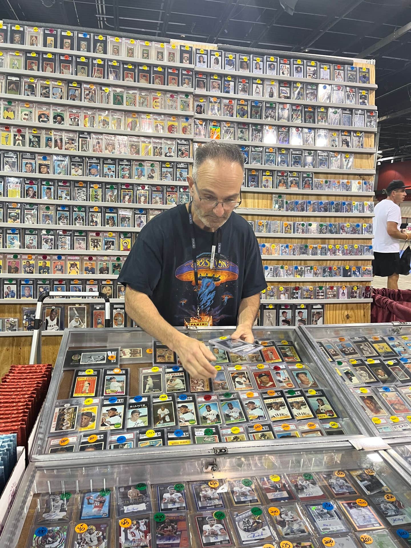 Sports card dealer at The National.