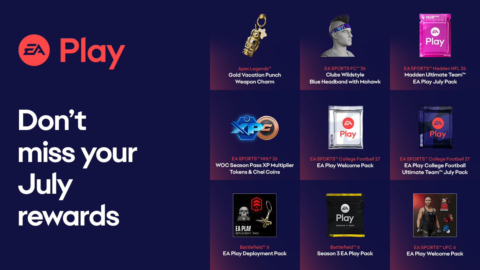 EA Play July rewards