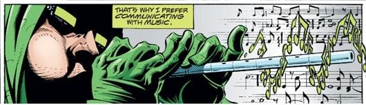 The Pied Piper plays his hypnotic flute.