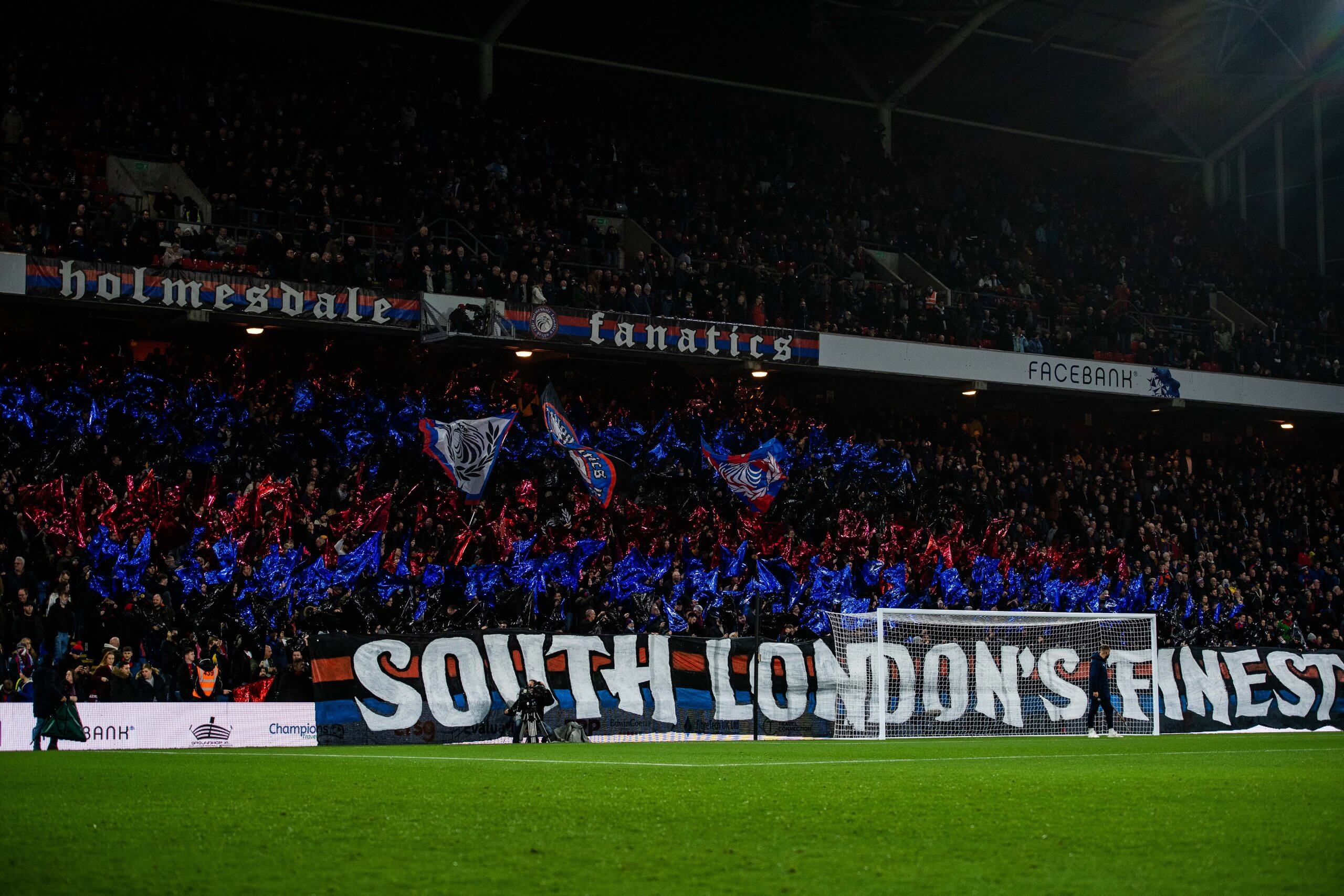 Crystal Palace's Holmesdale Fanatics seen in the stands at Selhurst Park