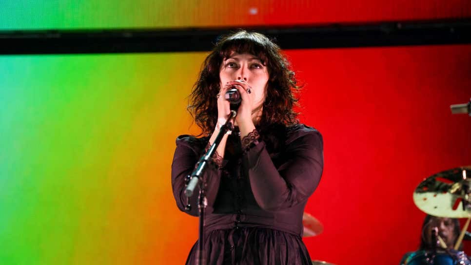 Violet Grohl performs onstage with Nirvana band members during the FIREAID Benefit Concert for California Fire Relief at The Kia Forum on January 30, 2025 in Inglewood, California