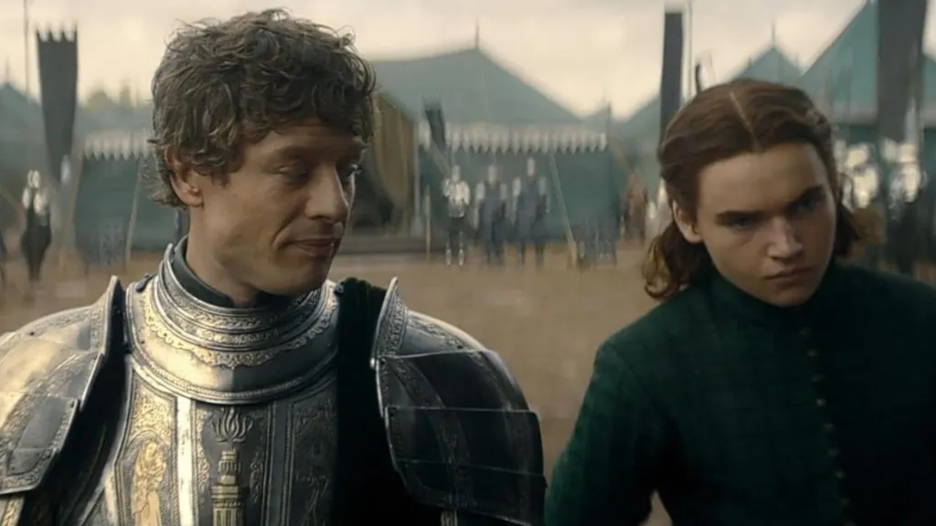 Ormund Hightower and a boy who is likely Daeron Targaryen