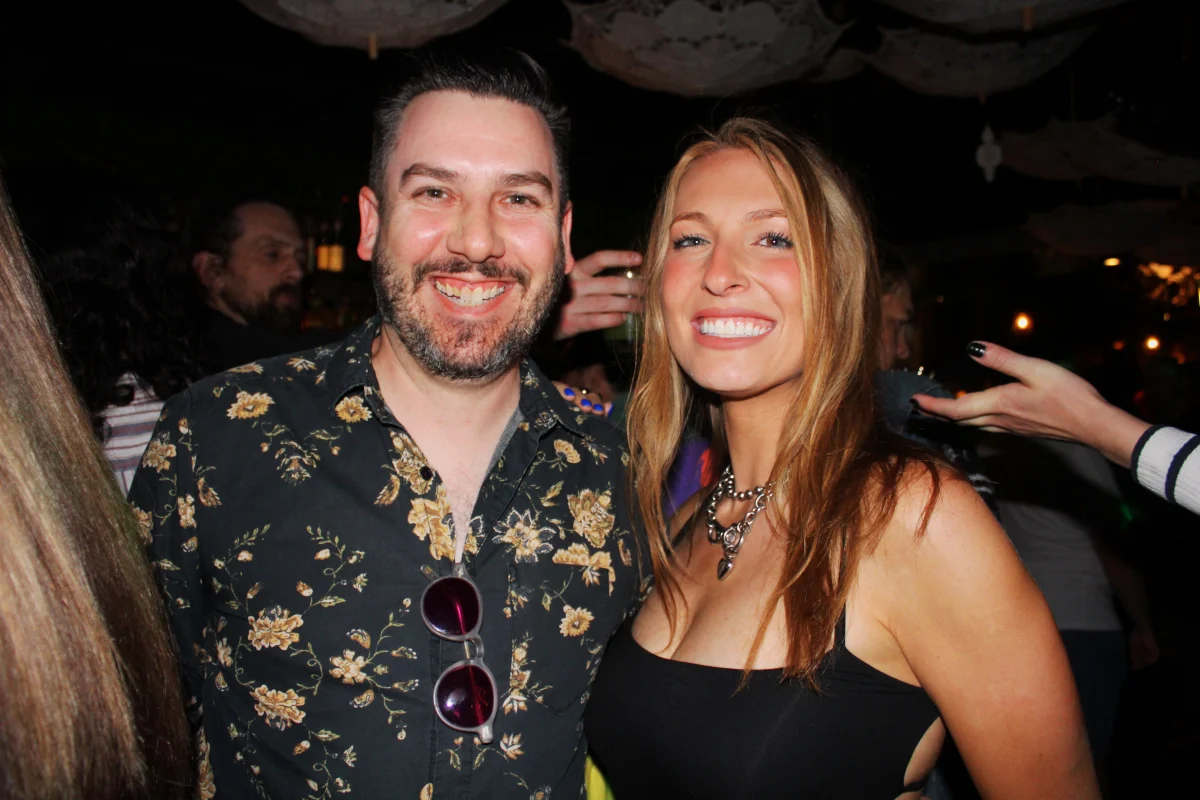 Sassy Chap Games COO Logan Burdick and actress Stephanie Kerbis at the Blunt Objects SDCC party