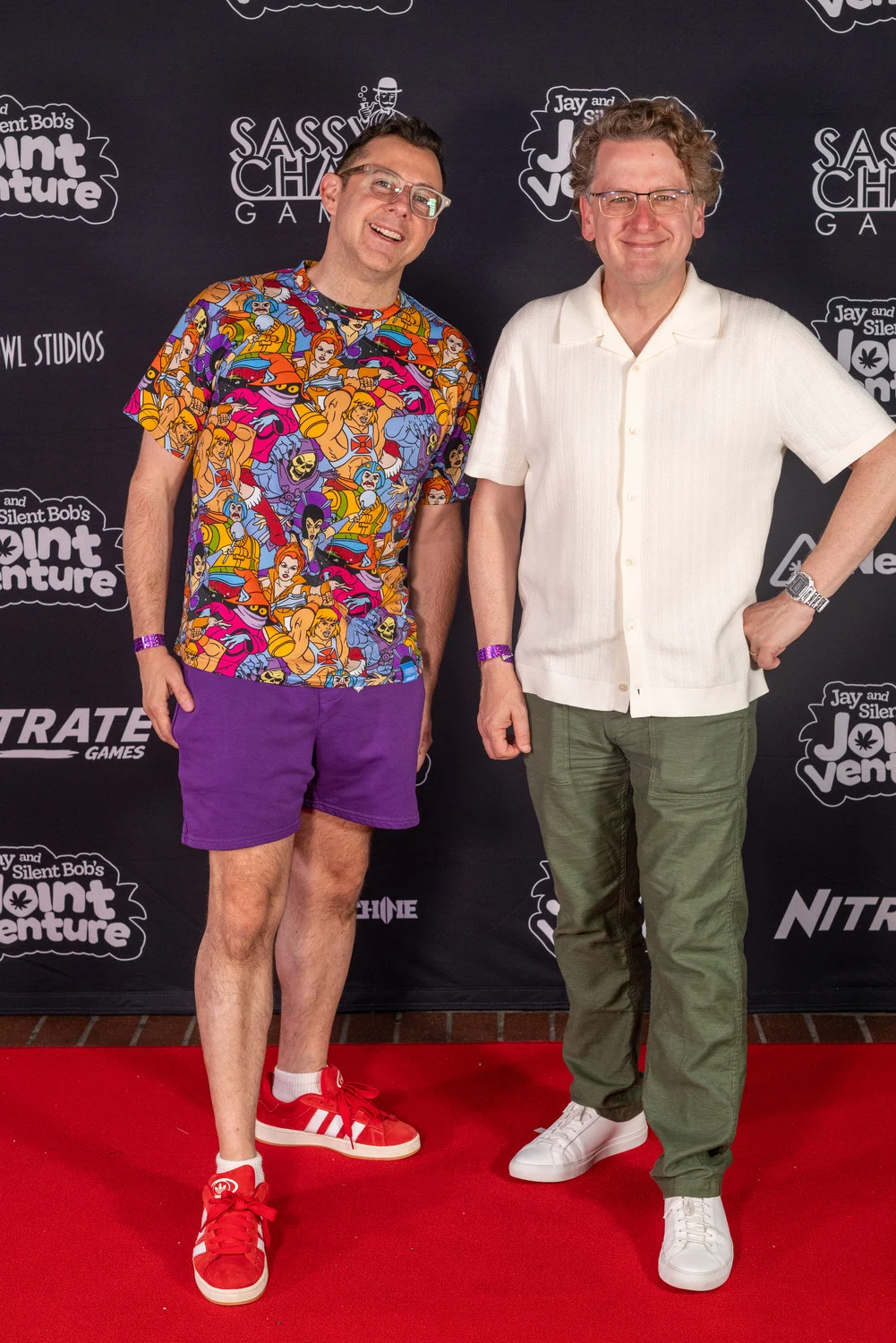 Ted Biaseli (Netlix) and Rob David (Mattel) arrive at the Blunt Objects party at SDCC