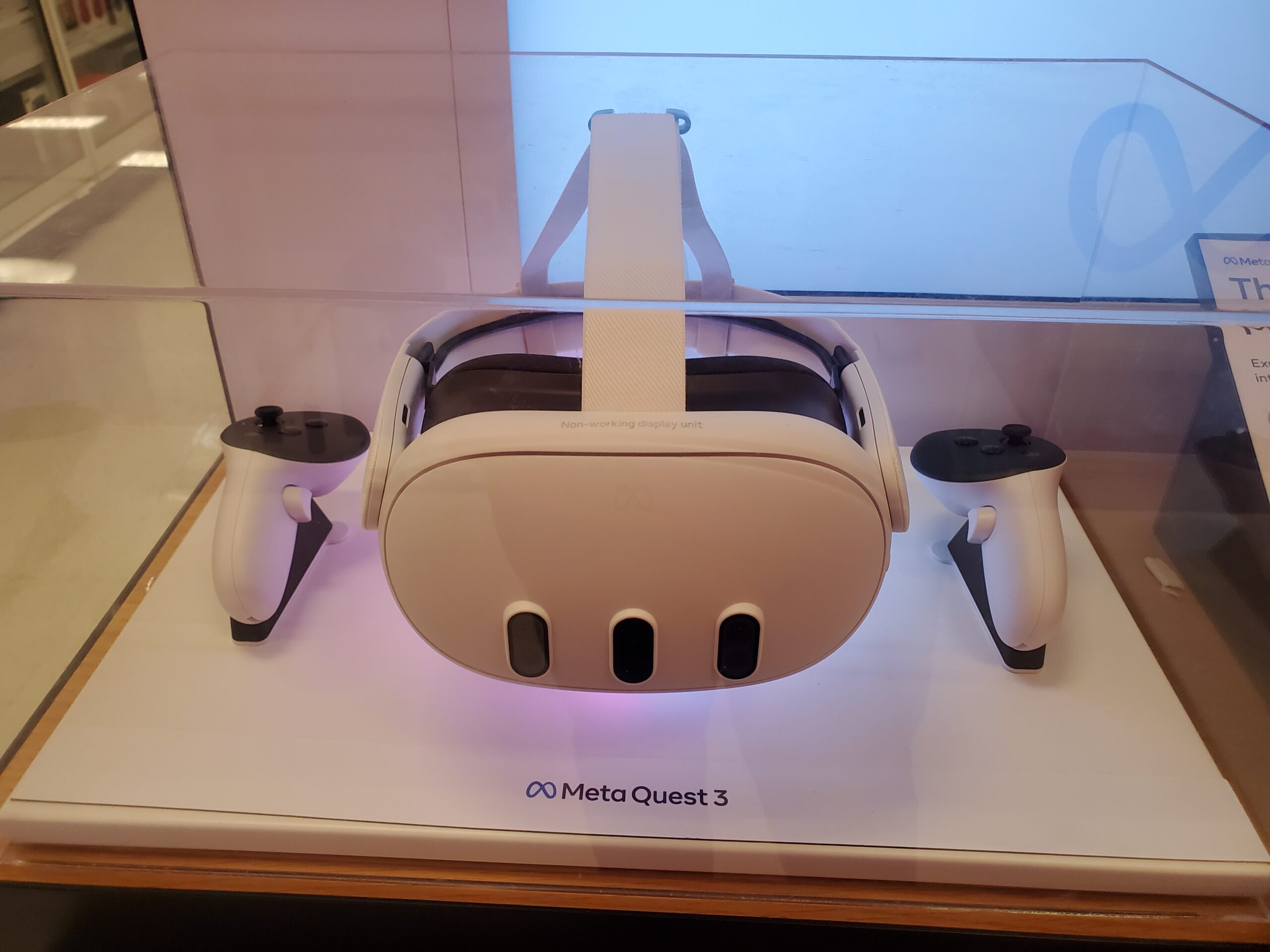 Meta Quest 3 mixed reality headset on display