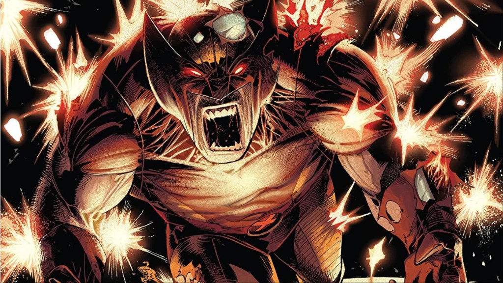 Wolverine getting shot up and roaring