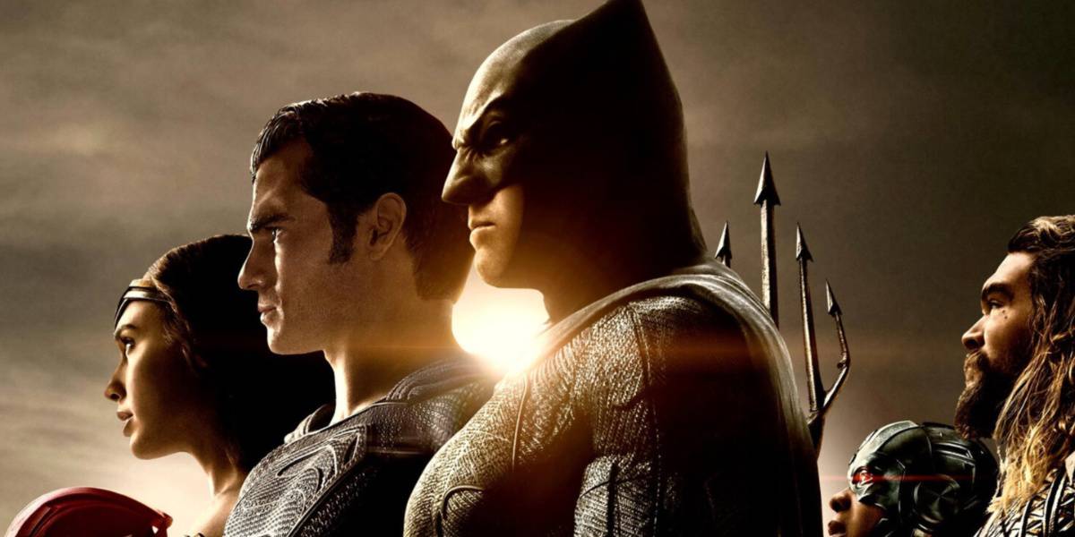 The Justice League staring forward in front of a sunrise or sunset in Zack Snyder's 'Justice League'