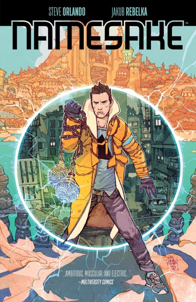 Namesake (2017)
Created by Steve Orlando and Jakub Rebelka
First published as Namesake Issues 1 to 4 by BOOM! Studios
Collection: Namesake (2017)
ISBN: 978-1608864119