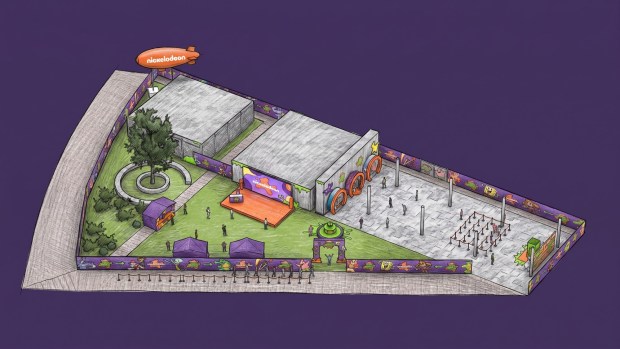 Nickelodeon will host a SpongeBob Sqaurepants themed outdoor activation, Fun Flows Here, at the New Children's Museum Park July 23-26 during Comic-Con International in San Diego. (Artist rendering courtesy of Paramount)