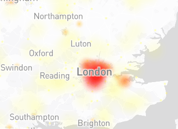 Heatmap shows huge concentration of users in London reporting issues with PlayStation Network