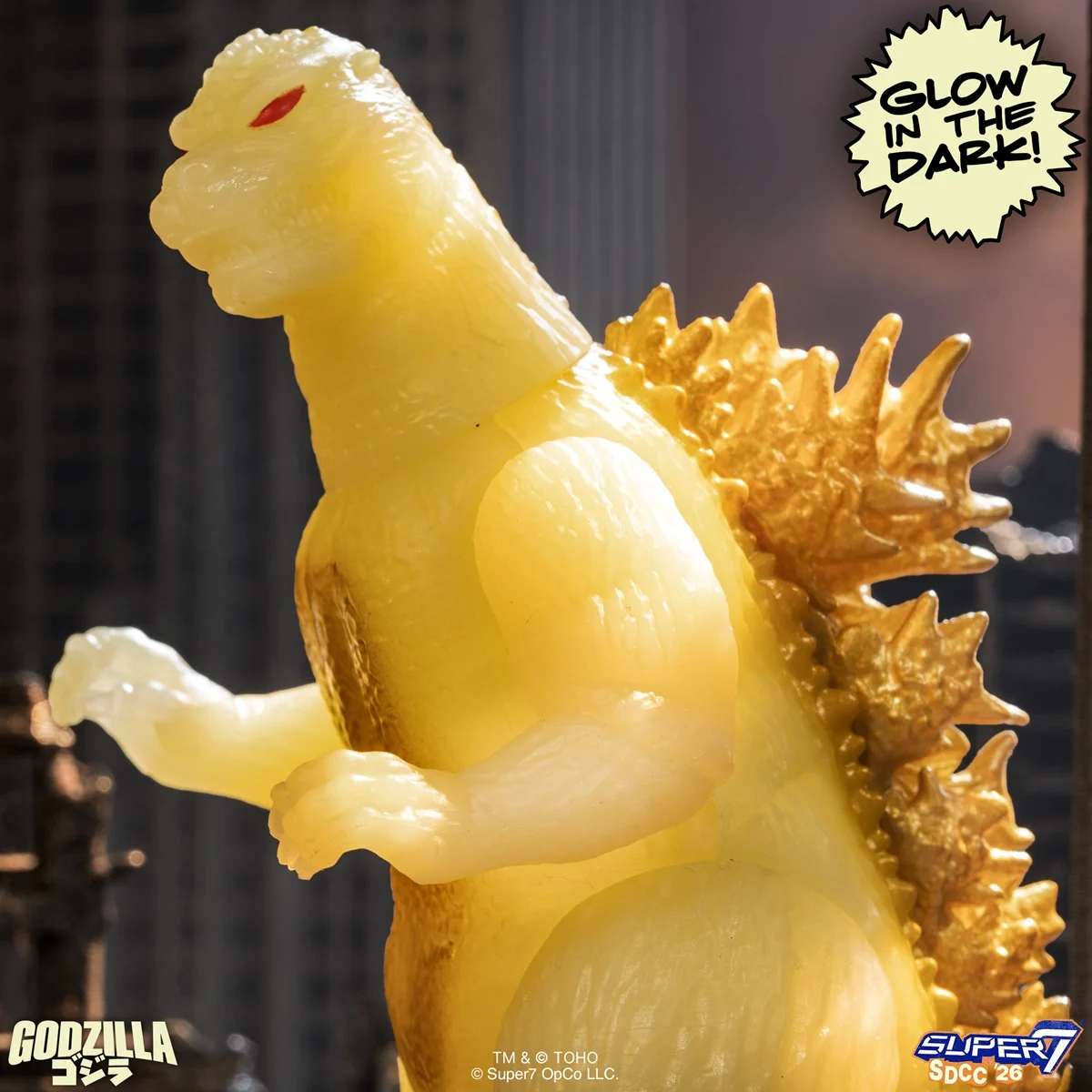Close up of Super 7 Godzilla '89 SDCC exclusive figure.