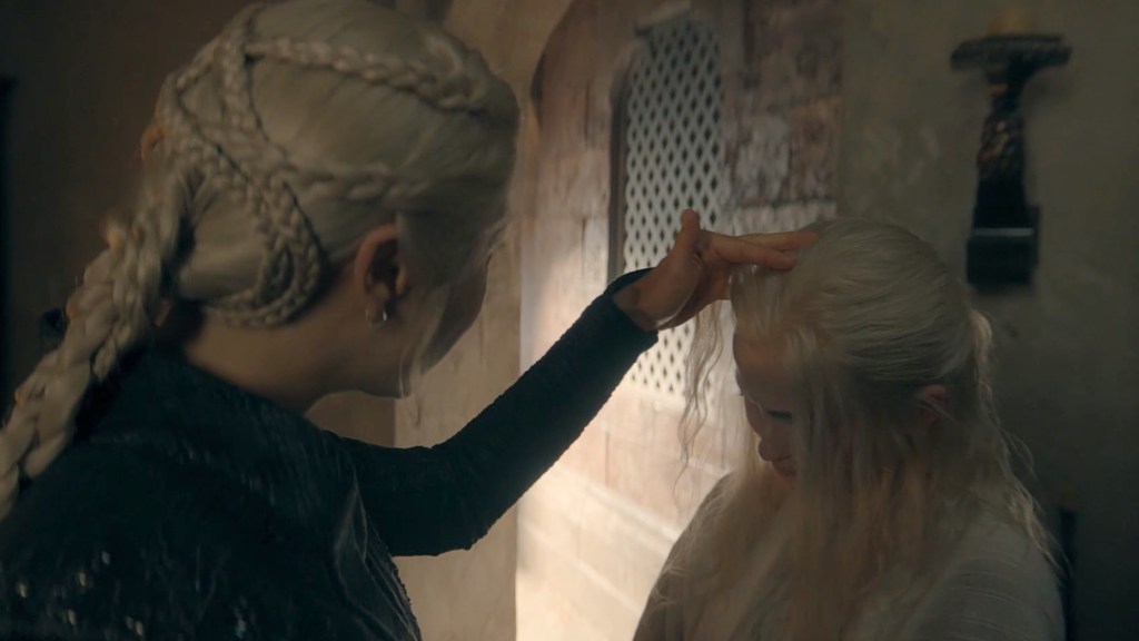 Rhaenyra Targaryen with fake Daeron in House of the Dragon Season 3 Episode 3
