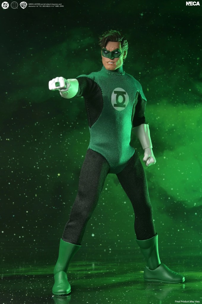 NECA DC 8-inch figures Hal Jordan Green Lantern aiming his power ring forward.