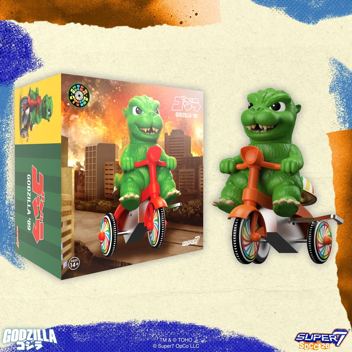 Toho Godzilla Red Trike toy in packaging.