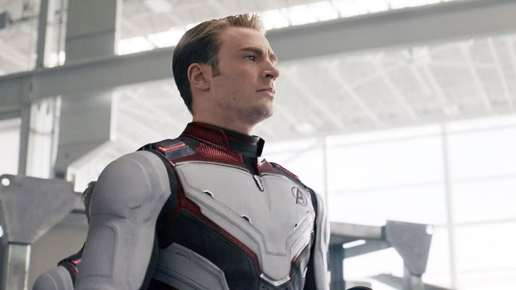 Steve Rogers wearing a quantum suit in Avengers: Endgame