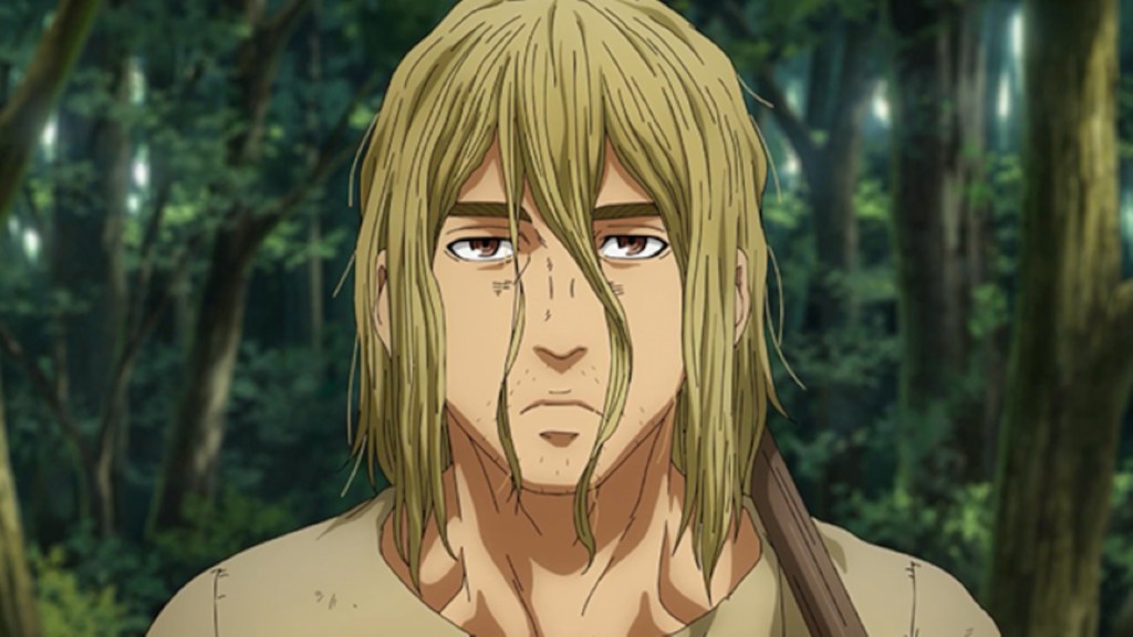 Thorfinn frowning and looking disheveled in Vinland Saga