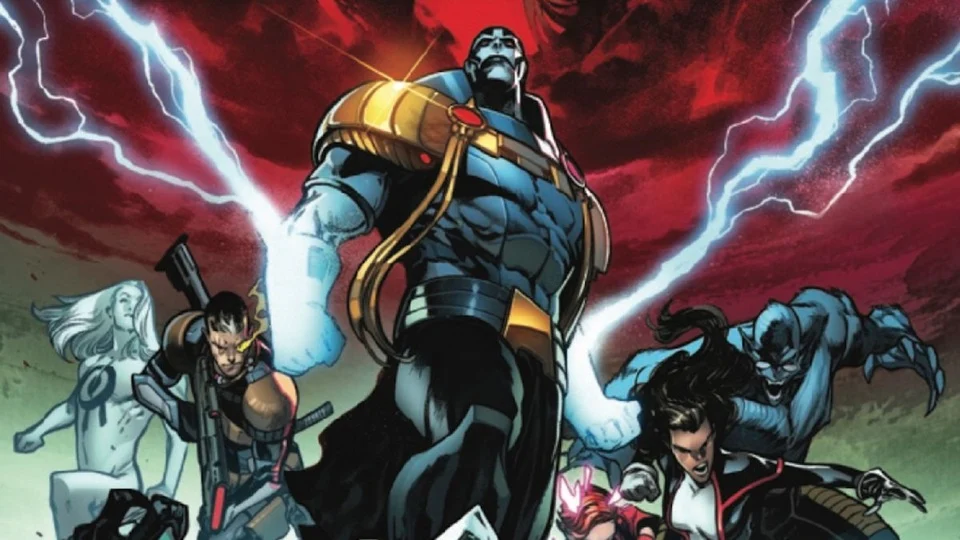 Apocalypse flanked by other Mutants in X of Swords.
