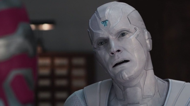 White Vision confronting a version of himself in "WandaVision" (2021)