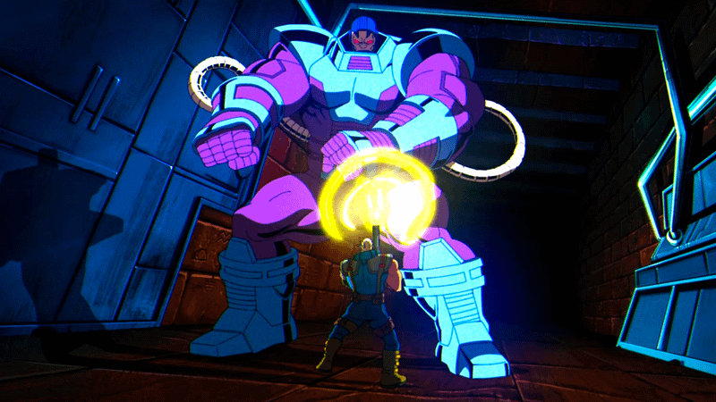 Apocalypse fighting Cable in X-Men '97.