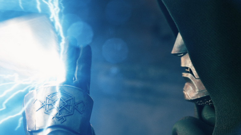 Doctor Doom blocks Thor's lightning in Avengers: Doomsday