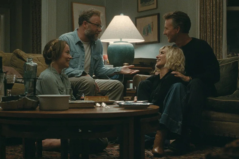 Olivia Wilde, Seth Rogen, Penélope Cruz, and Edward Norton in 'The Invite'Credit: Courtesy of Sundance Institute