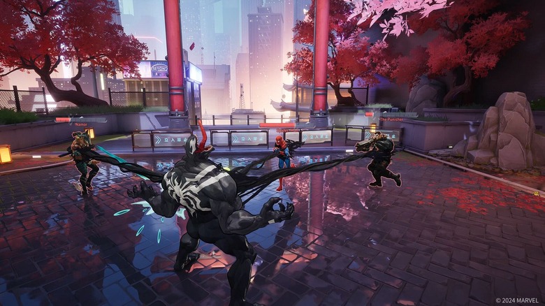 Venom attacks Black Panther, Spider-Man, and the Punisher in Marvel Rivals