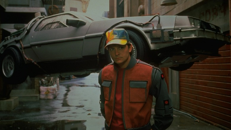 Marty walking away from the time machine in 2015 in "Back to the Future Part II"