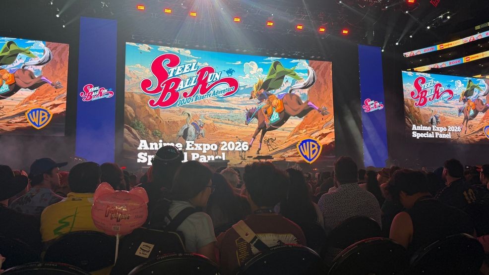 ”Steal Ball Run: Jojo’s Bizarre Adventure” panel in the Crypto.com arena. (Photo: KBAK/FOX58)