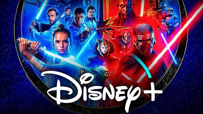 A Disney+ Skywalker Saga graphic.